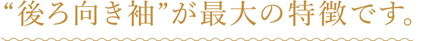 “後ろ向き袖”が最大の特徴です。